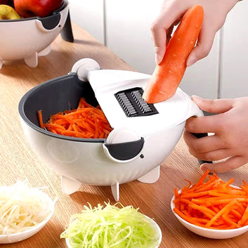 9 in 1 Hand Held Spiralizer and Vegetable Cutter with Drain Basket